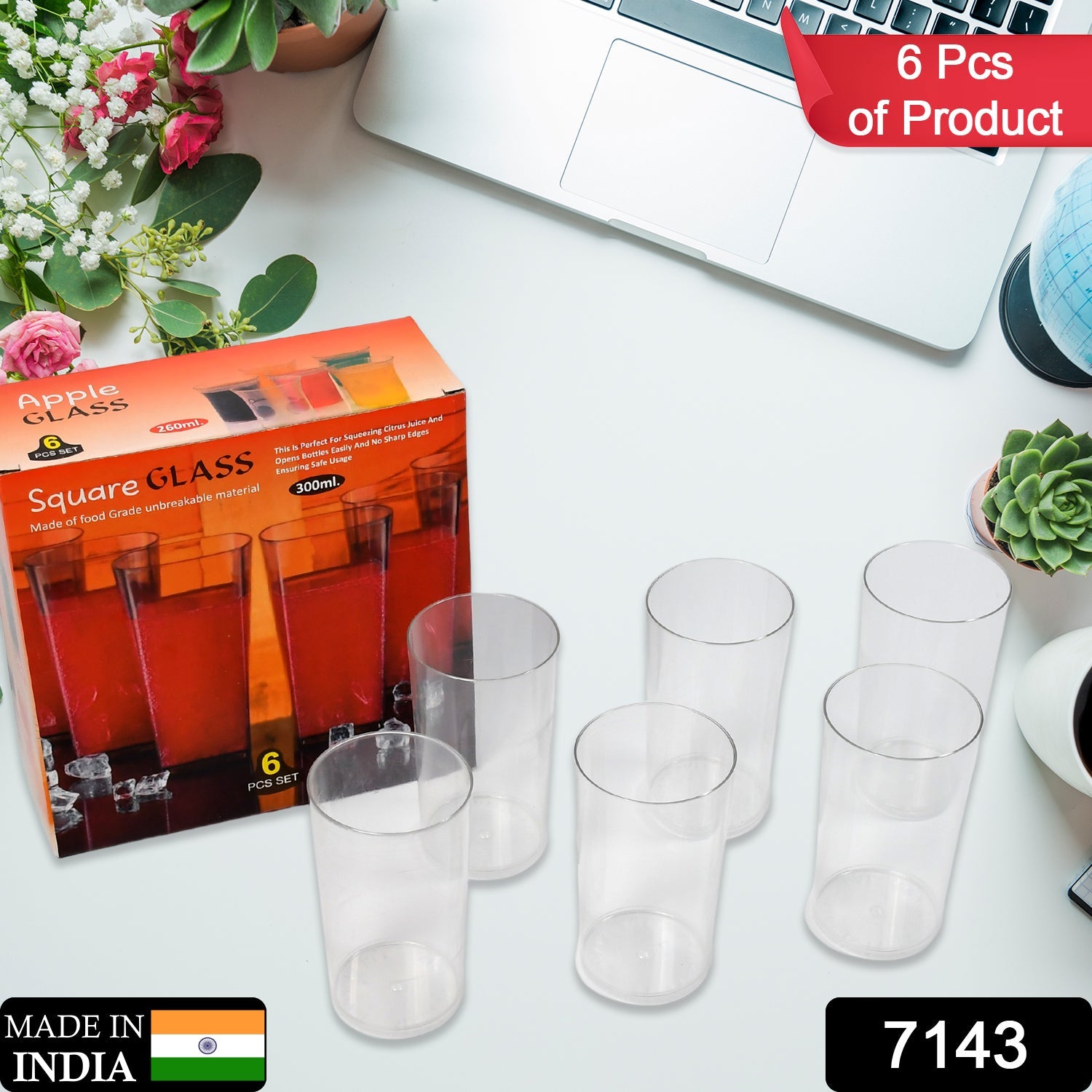 7143 Round Clear Plastic Water Glass Juice Beer Wine Plastic Unbreakable Transparent Glass Set ( 300ml 6pc ) DeoDap 7143 Round Clear Plastic Water Glass Juice Beer Wine Plastic Unbreakable Transparent Glass Set ( 300ml 6pc ) DeoDap